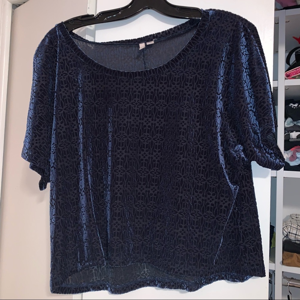 Nordstrom Navy Velvety Top
